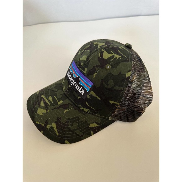 Patagonia Camo Snapback Mesh Camouflage Trucker Hat Logo Cap Green - Picture 4 of 8